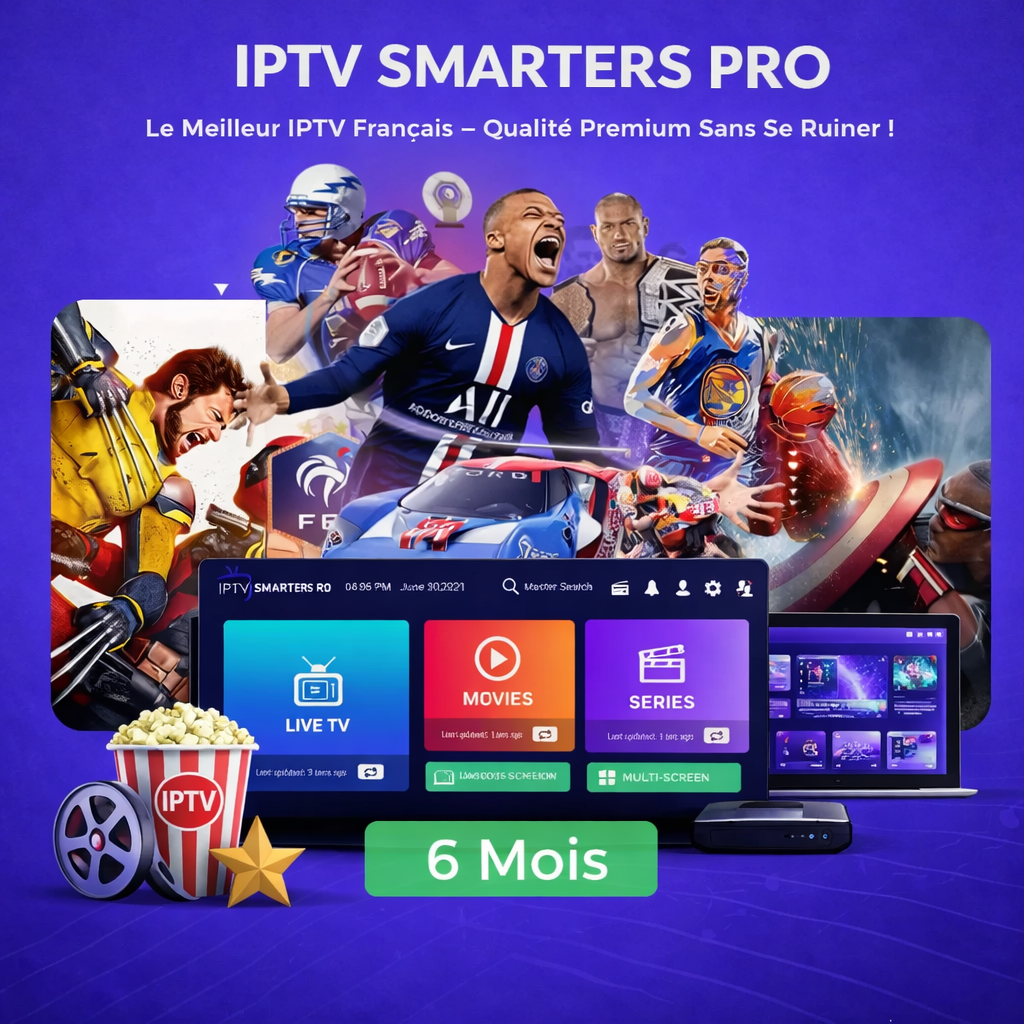 Code IPTV Smarters – Abonnement streaming stable de 6 mois